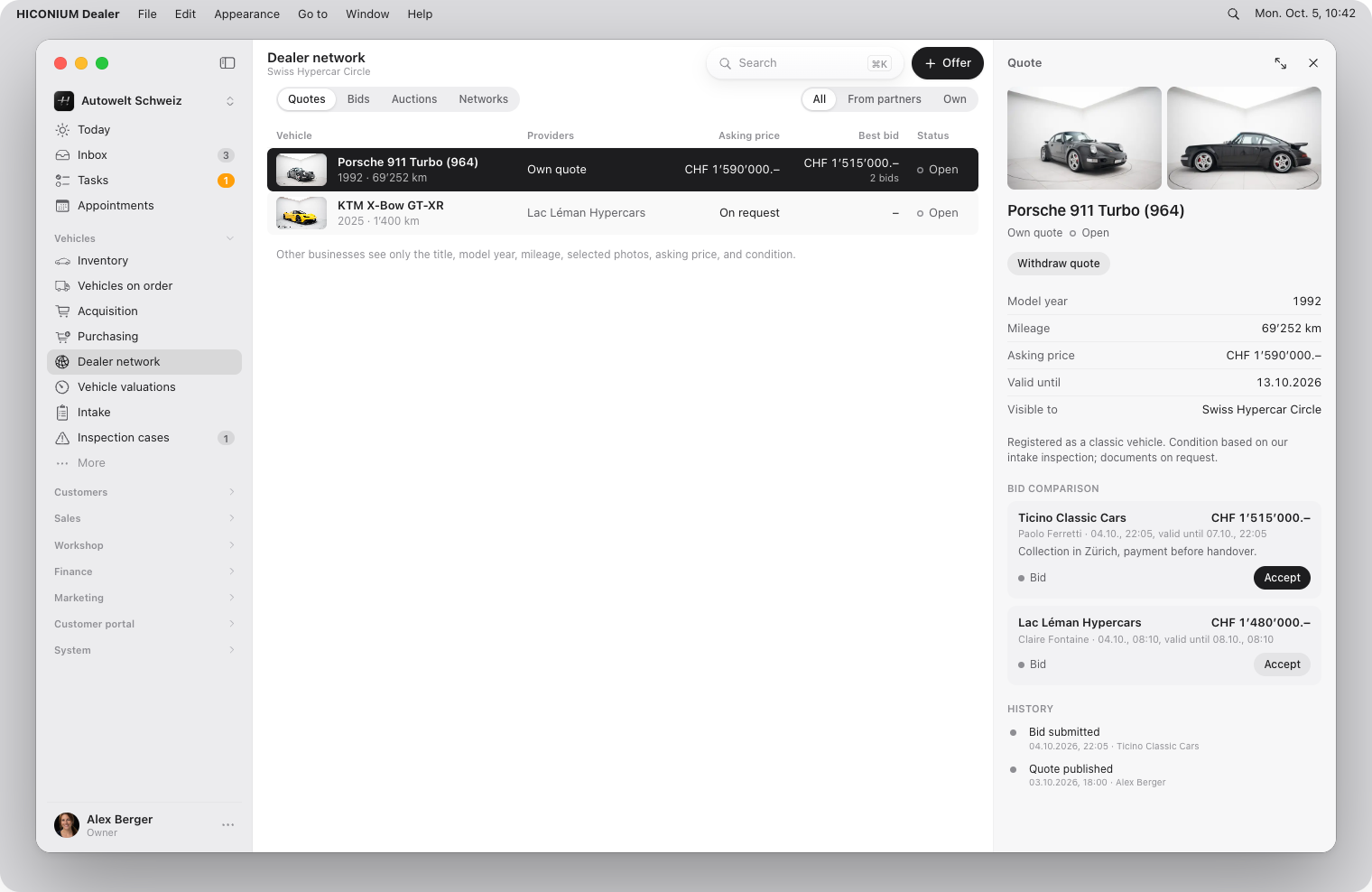 Dealer network, macOS, light