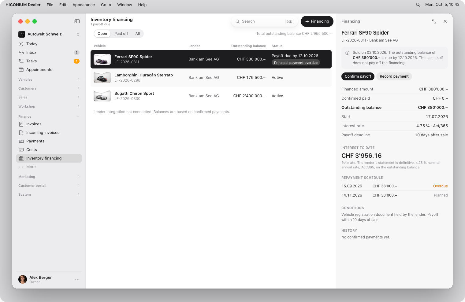 Inventory financing, macOS, light
