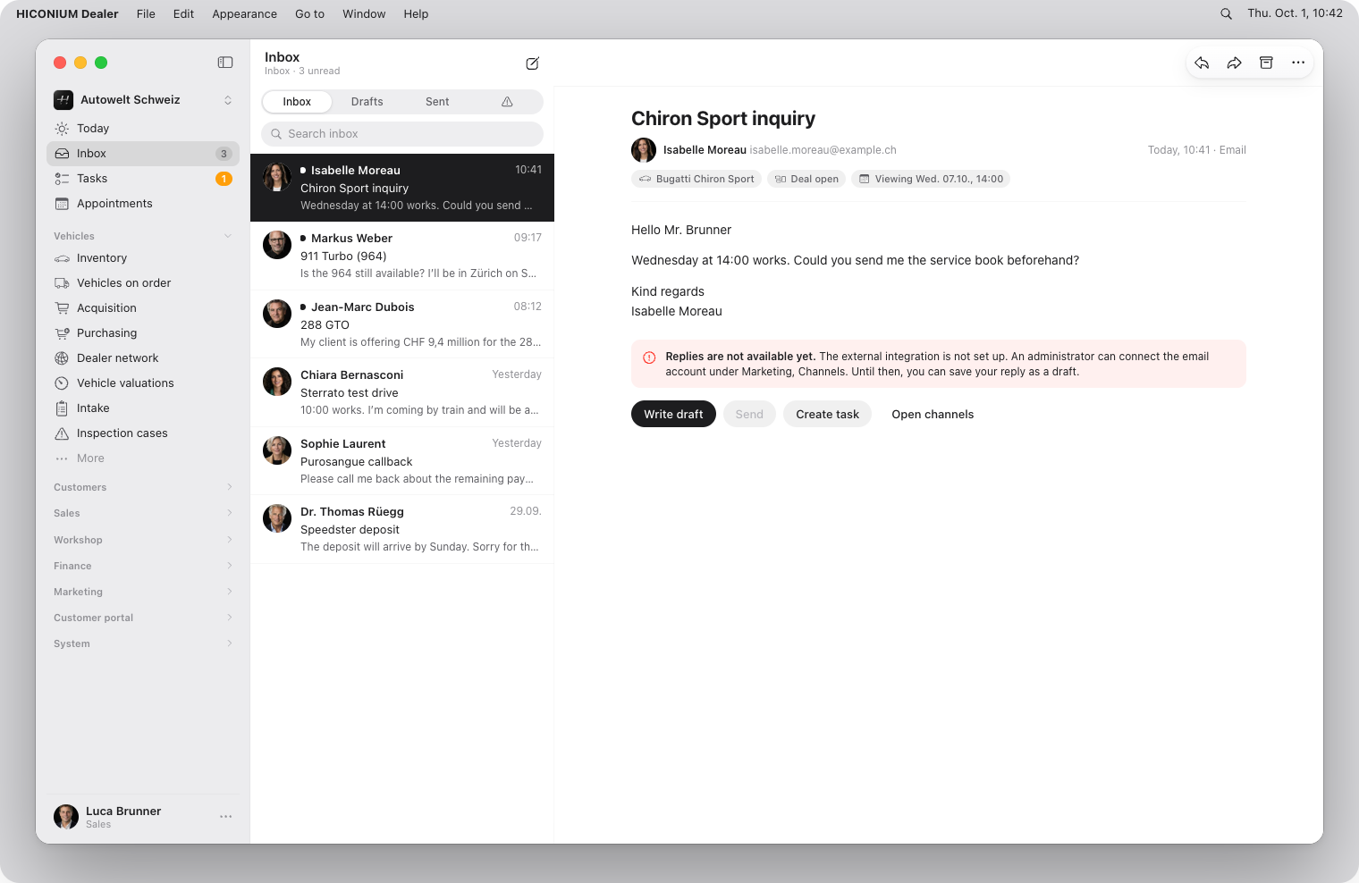 Inbox, macOS, light
